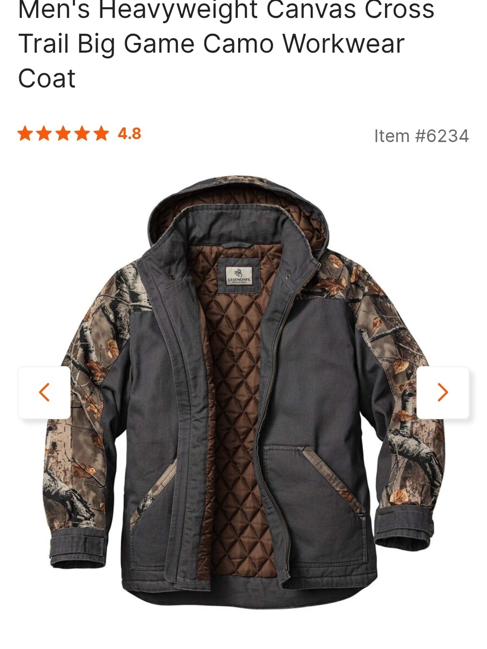 Men's Heavyweight Canvas Workwear Jacket in Charcoal with Camo Accents